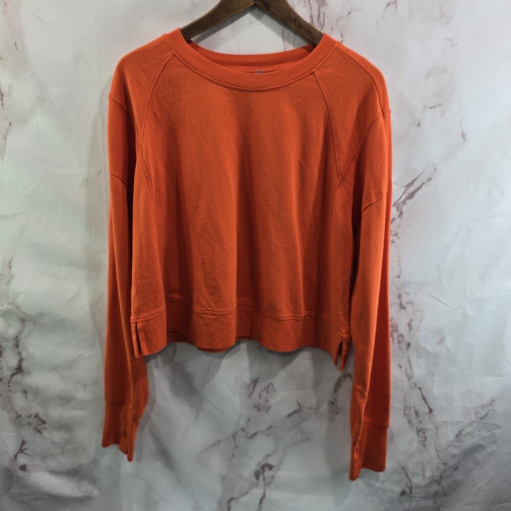 Sweaty Betty Sweatshirt Womens Large 14 US Orange After Class Crop Boxy Terry